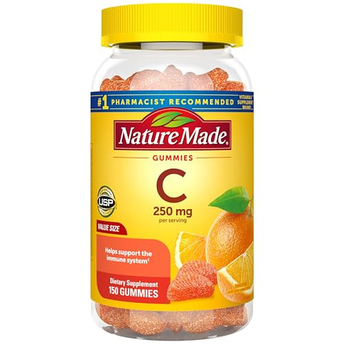 Nature Made Vitamin C 250 mg per serving, Dietary Supplement for Immune Support, 150 Gummies, 75 Day Supply