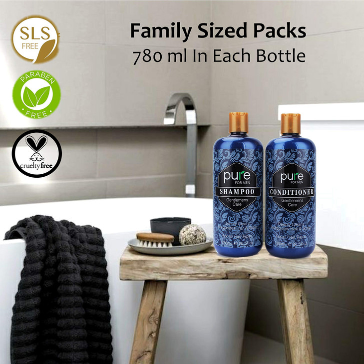 Rachelle Parker Hair Care Set for Men, Natural and Organic Shampoo and Conditioner for Fine and Thinning Hair Supports Healthier Growth, Repairs Dama