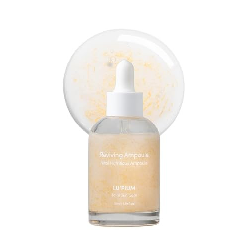 LU'PIUM Reviving Ampoule 50ml 1.69 fl. oz.  Gold Collagen & Cica Soothing Ampoule for Skin Balance, Hydration & Vitality Boost, Korean Anti-Aging Se