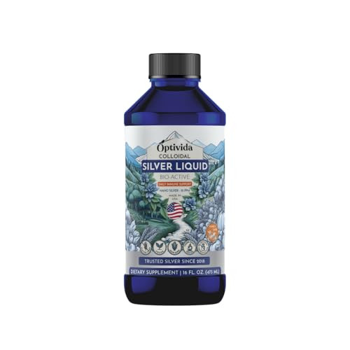 Optivida Health Nano Colloidal Silver Liquid (1 LB)  Immune Support Supplements with Silver Hydrosol, Liquid for Immune Support, Colloidal Silver fo