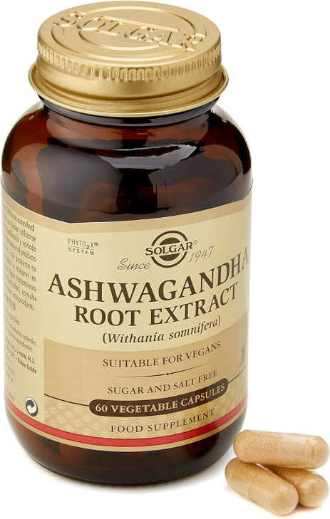 Solgar Ashwagandha Root Extract - 60 Vegetable Capsules - Standardized Full Potency (SFP) - Non-GMO, Vegan, Gluten & Dairy Free, Kosher - 60 Servings