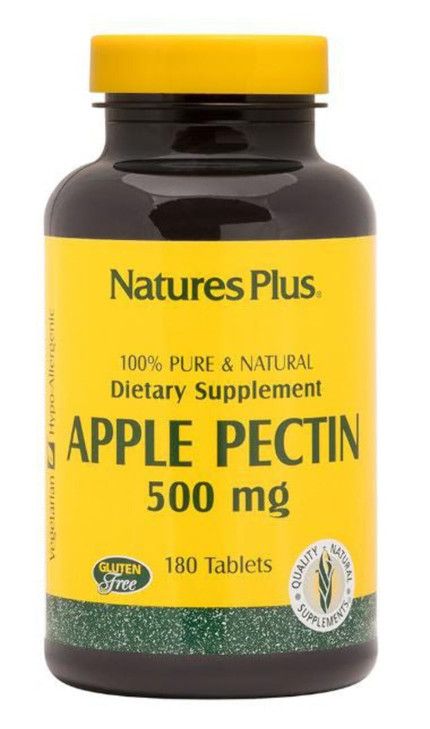 NaturesPlus Apple Pectin - 500 mg, 180 Tablets - Natural Fiber Supplement - Vegetarian, Gluten Free - 180 Servings