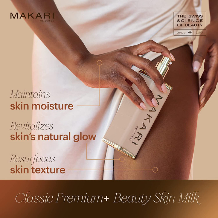 MAKARI Premium+ Body Brightening Beauty Milk (4.57 fl oz) | Anti-Aging Body Lotion | Softens and Smoothens Skin | Helps Diminish Discolorations and D