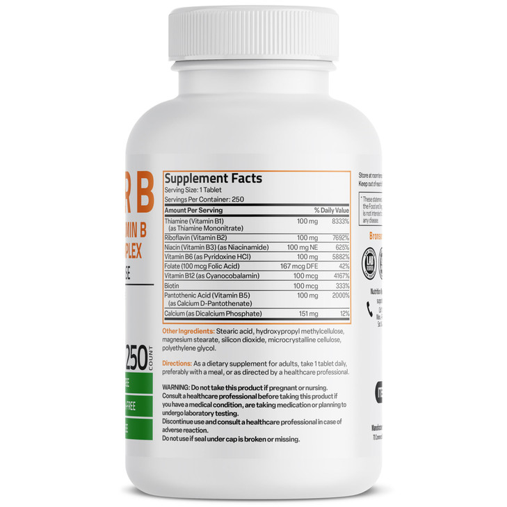 Bronson Super B 100 Vitamin B Complex Sustained Release Contains All B Vitamins (Vitamin B1, B2, B3, B6, B9 - Folic Acid, B12) Supports Energy Metabo