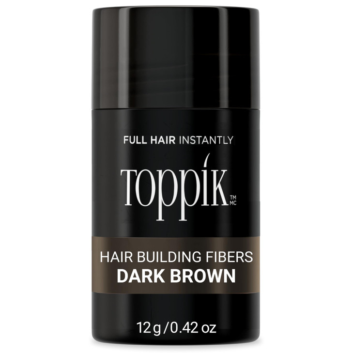 Toppik Hair Building Fibers, Dark Brown, 12g Fill In Fine or Thinning Hair, Instantly Thicker, Fuller Looking, 9 Shades for Men & Women, Keratin Prot