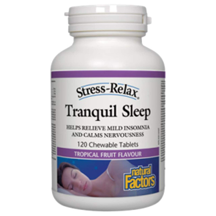 Stress-Relax Chewable Tranquil Sleep by Natural Factors, Sleep Supplement, Tropical Fruit Flavor, 60 Tablets