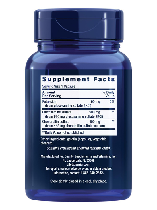 Life Extension Glucosamine/Chondroitin Capsules for Healthy Joints and Cartilage, Non-GMO, Gluten-Free, 90 Capsules