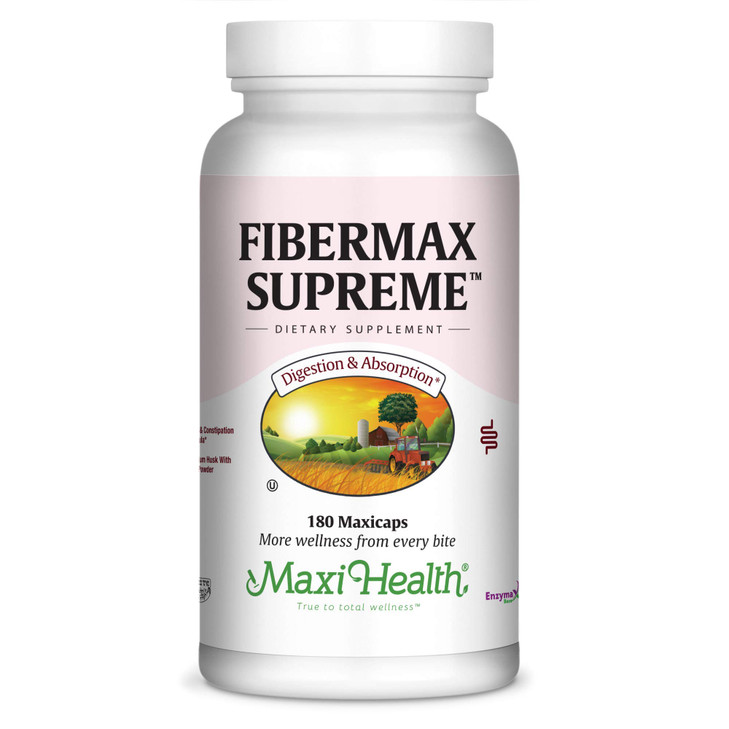 Maxi Health Fibermax Supreme  Fiber Capsules for Gentle Digestive and Gut Support  Vegetarian Psyllium Husk Capsules  Kosher Fiber Supplement for