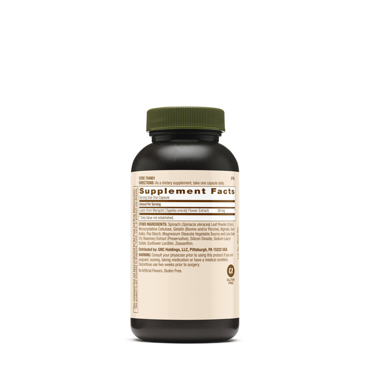GNC Natural Brand Lutein 20mg, Supports Eye Health, 60 Capsules
