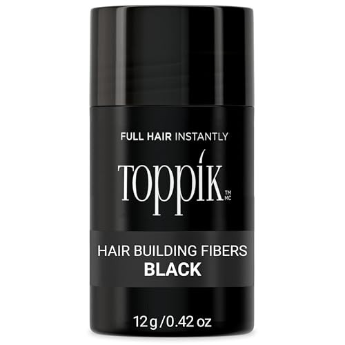 Toppik Hair Building Fibers, Black, 12g Fill In Fine or Thinning Hair, Instantly Thicker, Fuller Looking, 9 Shades for Men & Women, Keratin Protein F