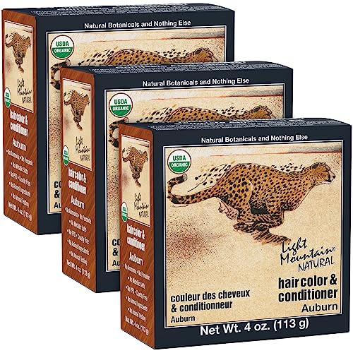 Light Mountain Henna Hair Color & Conditioner - Auburn Hair Dye for Men/Women, Organic Henna Leaf Powder and Botanicals, Chemical-Free, Semi-Permanen