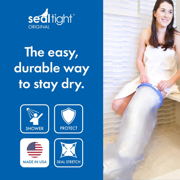 Brownmed - Seal-Tight Original Cast & Bandage Protector - Waterproof Adult Leg Cast Cover for Shower & Swimming - Foot Cover & Shower Bag for Leg Cas