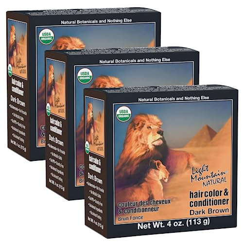 Light Mountain Henna Hair Color & Conditioner - Dark Brown Hair Dye for Men/Women, Organic Henna Leaf Powder and Botanicals, Chemical-Free, Semi-Perm
