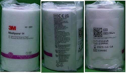 3M Medipore H Soft Cloth Surgical Tape - 4" wide by 10 yards (3 Rolls)