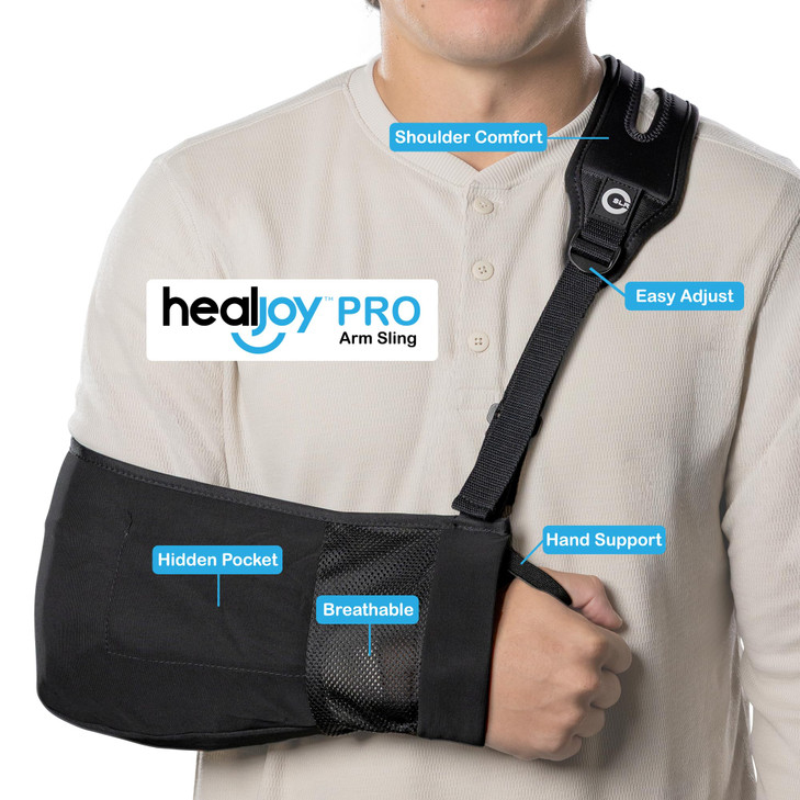 HealJoy Pro Arm Sling with Split-Strap Support  Ergonomic Shoulder & Arm Brace, Lightweight Breathable Mesh, Adjustable Left or Right, Pain-Relief C