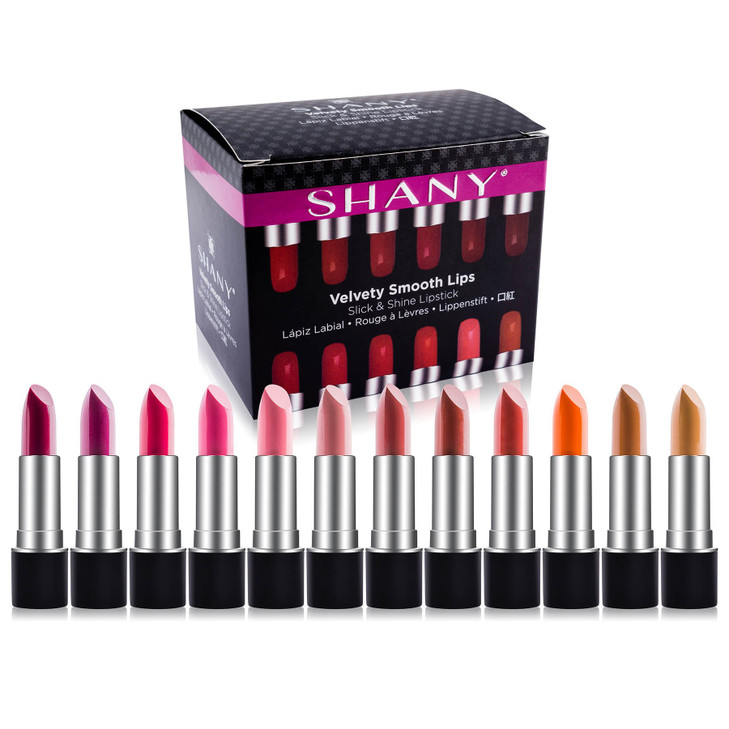SHANY Slick & Shine Multi-Colored Lipstick Set - 12 Matte Lip Colors Long Lasting & Moisturizing Lip Shades In A Premium Packaging Gift Box with Vita