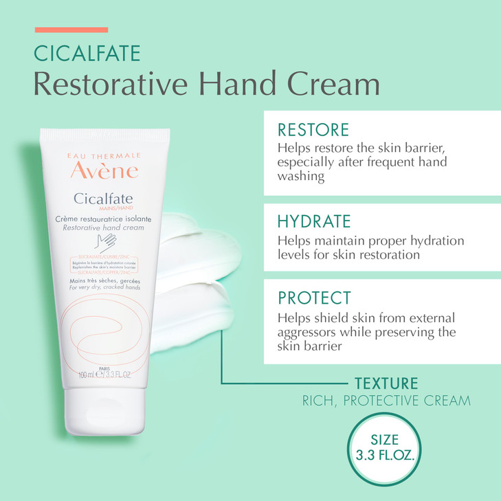 Avène Cicalfate Hand Cream, Intense Nourishing Lotion for Dry Cracked Hands, 3.3 Oz