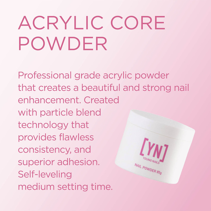 Young Nails Acrylic Core Powder - Self-Leveling Acrylic Nail Powder, Clear Nude Pink White Acrylic Powder for Nail Extenstion, Professional Grade, Su