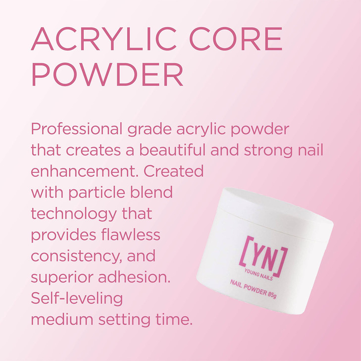 Young Nails Acrylic Core Powder - Self-Leveling Acrylic Nail Powder, Clear Nude Pink White Acrylic Powder for Nail Extenstion, Professional Grade, Su