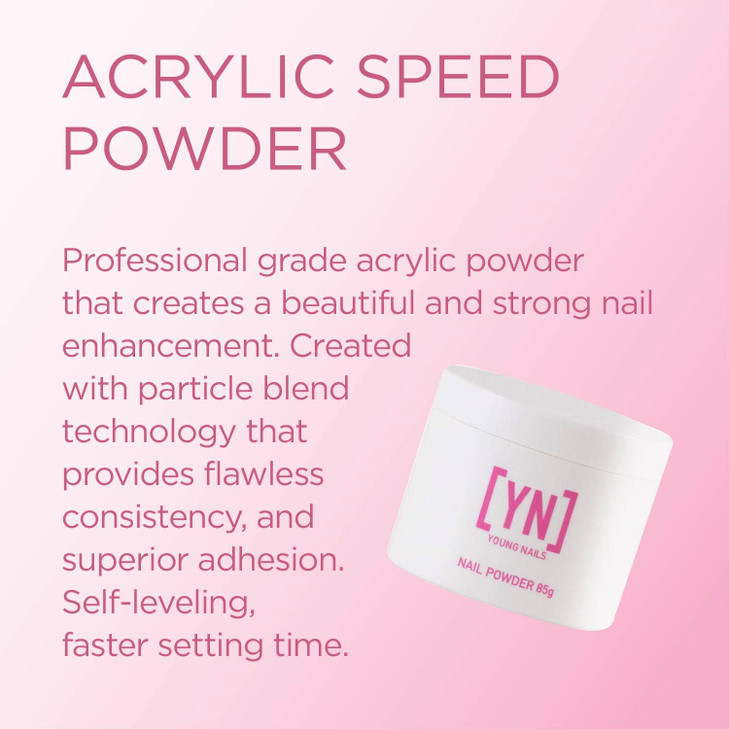 Young Nails Acrylic Speed Powder, White, 85 Gram