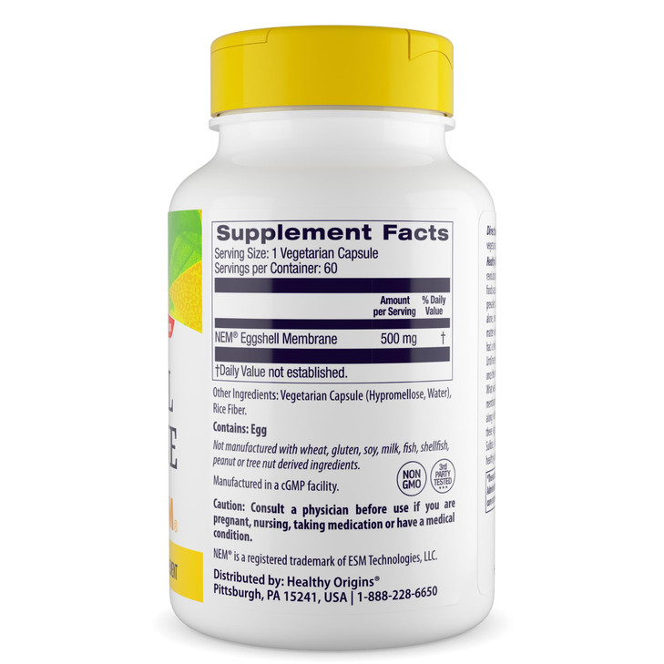 Healthy Origins Eggshell Membrane 500 mg (NEM, Non-GMO, Gluten Free, Joint Support), 60 Veggie Caps