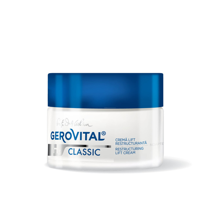 GEROVITAL CLASSIC Restructuring Lifting Cream Night Care with Hyaluronic Acid, Juvinity, Vitamin E, Anti-wrinkle, Anti-Age Face Cream, Face Moisturi