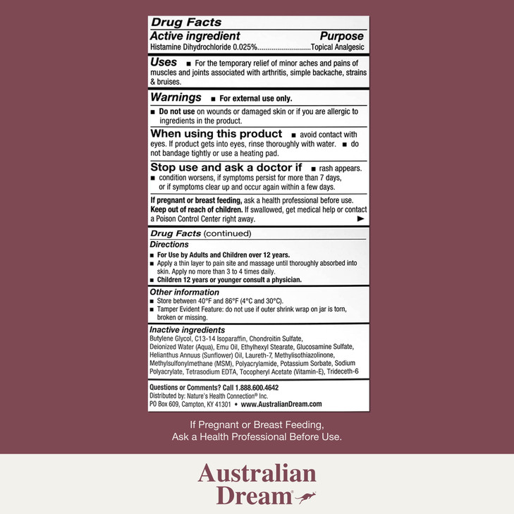 Australian Dream Arthritis Pain Relief Cream - Soothing & Non-Greasy - Powerful Topical Arthritis Pain Relief - Good for Muscle Aches or Joints - 4 o
