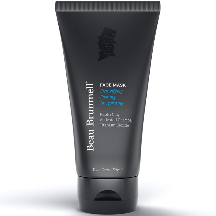 Beau Brummell Mens Face Mask Detoxifying Facial Treatment with Kaolin Clay & Activated Charcoal | Deep Cleansing Formula | 5 FLOZ Tube Lasts Approx