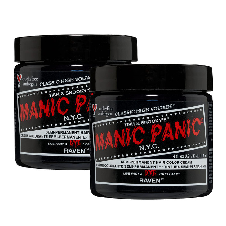 MANIC PANIC Classic Raven Semi Permanent Hair Color - Cool-Toned Black Hair Dye for Women & Men That Lasts 4-6 Weeks - Vegan, Ammonia & Cruelty-Free