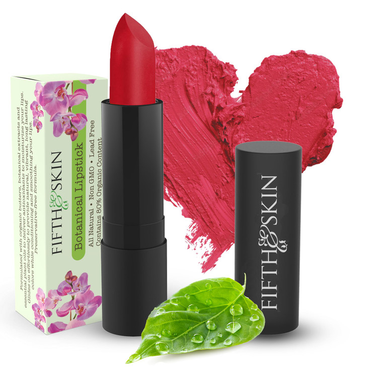 Fifth & Skin BOTANICAL Lipstick (BERRY RED) | Made in USA | Vegan | Natural | Organic | Cruelty Free | Paraben Free | NO Lead | Moisturizing Color th