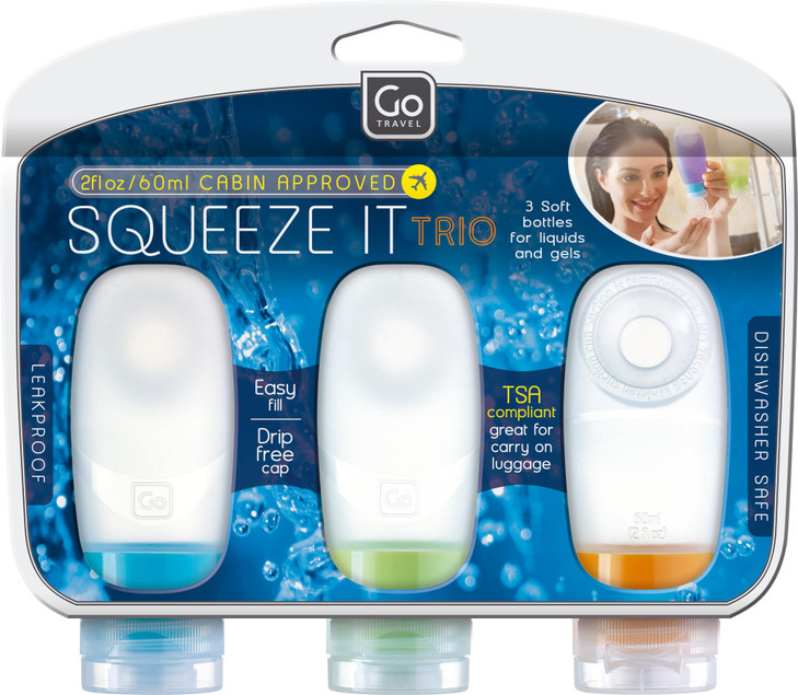 Squeeze It Trio, TSA-Approved Travel Bottles, Leakproof Silicone Containers for Toiletries and Other Essential Liquids and Gels, Travel Essentials