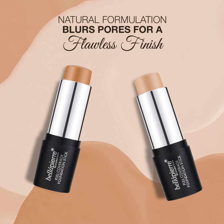 bellapierre Mineral Foundation Stick | Full Coverage Matte Finish | Cruelty Free | Non-Toxic and Paraben Free | Compact Tube - 0.35 Oz - Medium