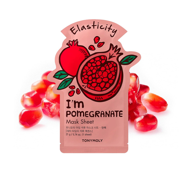 TONYMOLY I'm Pomegranate Sheet Mask  Korean Skincare Face Mask, Hydrating, Moisturizing & Elasticity Boost, Vitamin-Infused, 10 Pack