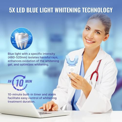 Whitebite Pro Professional Teeth Whitening Kit with Gels for Sensitive Teeth: Teeth Whitening LED Light, 35% Carbamide Peroxide Gel, Remineralization