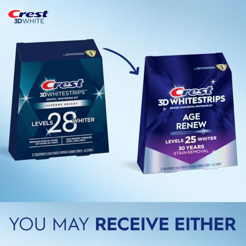 Crest 3D Whitestrips Age Renew  Teeth Whitening Kit, 21 Treatments, Each with 1 Upper/1Lower, 42 Strips  Crest 3DWhite Teeth Whitening Strips