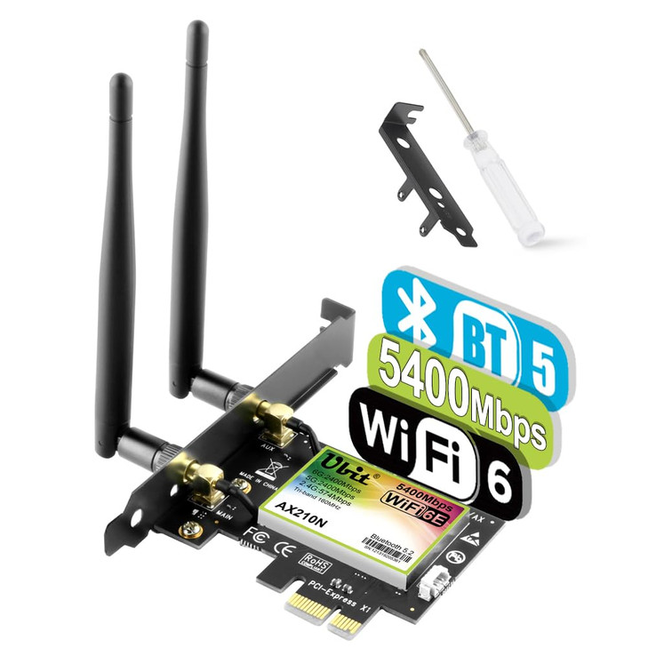 5400Mbps PCIE WiFi Card Intel 6E Chipset (6GHz&5Ghz&2.4GHz) PCIe WiFi Card BT 5.3, WiFi Adapter mit OFDMA, Ultra-Low Latency, Windows 10/11 (64bit)