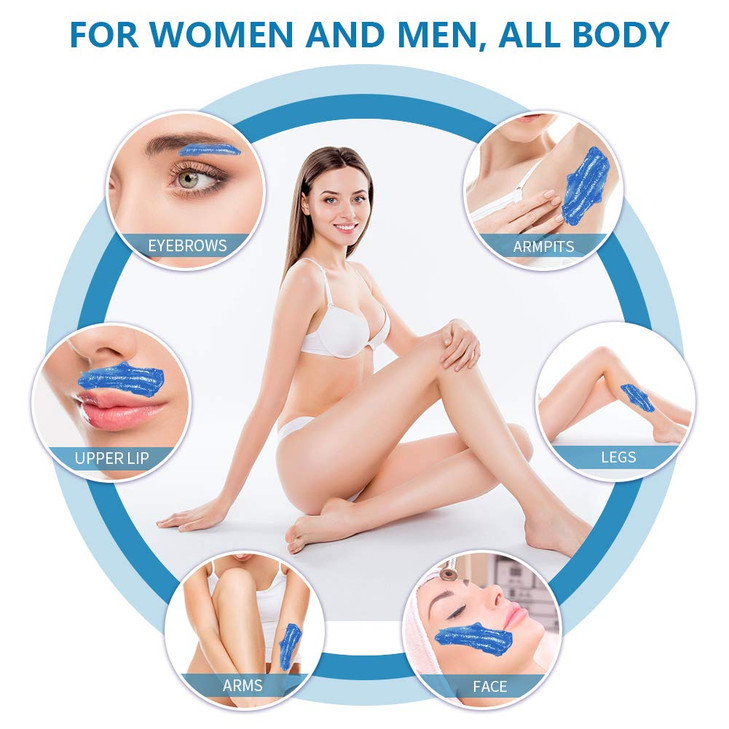 Bestidy Hard Wax Beads for Hair Removal - 1000g Waxing Beans for All Body and Bikini Areas (Blue)