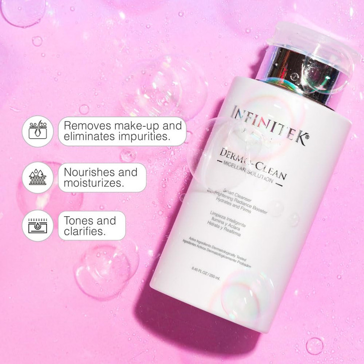 Infinitek Paris | Micellar Water Solution with Hyaluronic Acid | Skin Care for Galentines Gifts & Valentines Day Gifts for Women | Makeup & Eye Mak