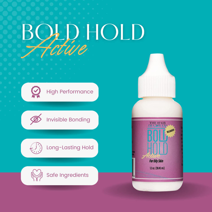 The Hair Diagram - Bold Hold Active Reloaded - Strong Hold Glue for Wigs and Hair Systems - Invisible Bonding - Formulated for Oily Skin - Non Toxic