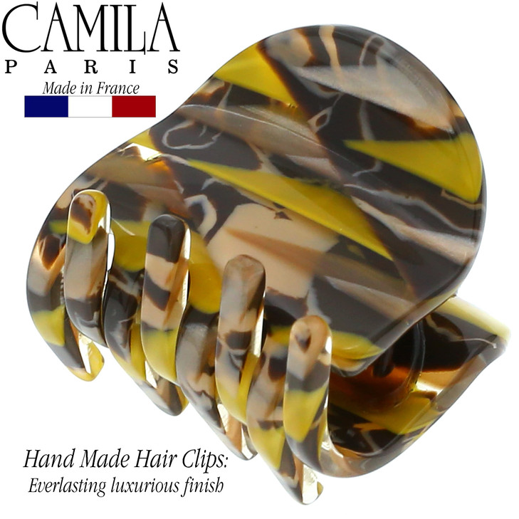 Camila Paris CP3273 French Hair Clip for Women, Small Handmade Mustard, Girls Hair Claw Clips Jaw Fashion Durable and Styling Hair Accessories for Wo