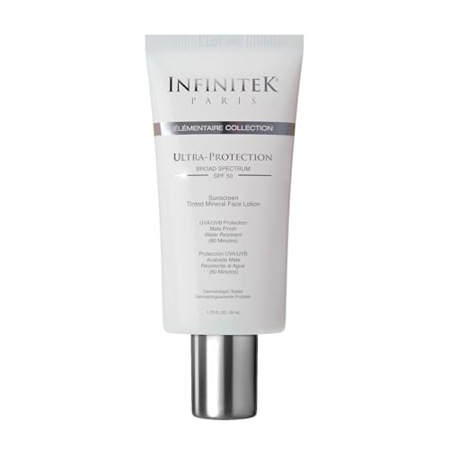Infinitek Paris | Tinted Mineral Face Sunscreen SPF 50 | Galentines Gifts & Valentines Day Gifts for Women | UVA/UBV and Blue Light Protection, Mat