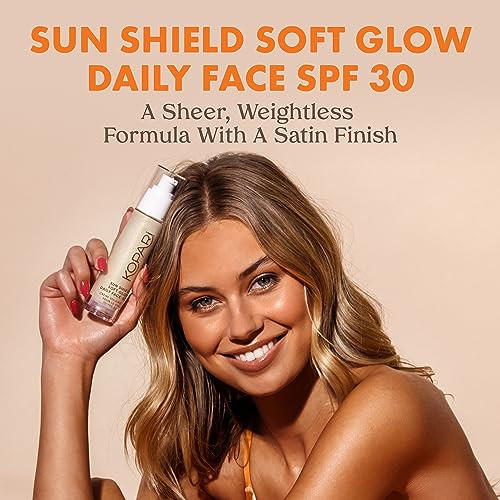 Kopari Sun Shield Soft Glow - Daily Face SPF 30, Sheer Lightweight Sunscreen, Healthy Radiant Glow, Perfect Under Makeup for Boost of Hydration, 1.5o