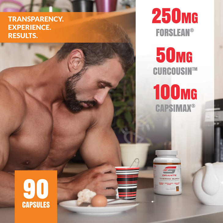 Thermo Burn by Granite, New Advanced Formula for Thermogenic, Metabolic, Mood & Appetite Support with Alpha GPC, Theobromine, & 5-HTP (90 Capsules)