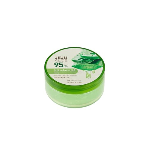 The Face Shop Jeju Aloe Soothing Gel | Multi-use Moisturizing & Soothing Gel For Face, Body & Sun Burn Care | 95% Aloe Vera Extract, All Skin Types,