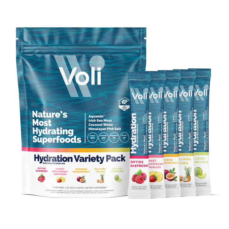 Voli Electrolytes Powder Packets | No Added Sugar Electrolyte Drink Mix for Hydration | Keto & Fasting Friendly, Natural Superfoods & Minerals | Vari