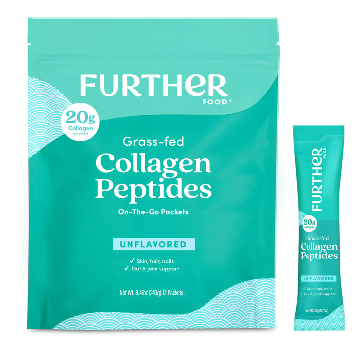 Further Food Unflavored Collagen Peptides Powder - 100% Grass-Fed, Hydrolyzed Type 1 & 3, 20g of Collagen per Serving, Supports Skin, Hair, Nails & J