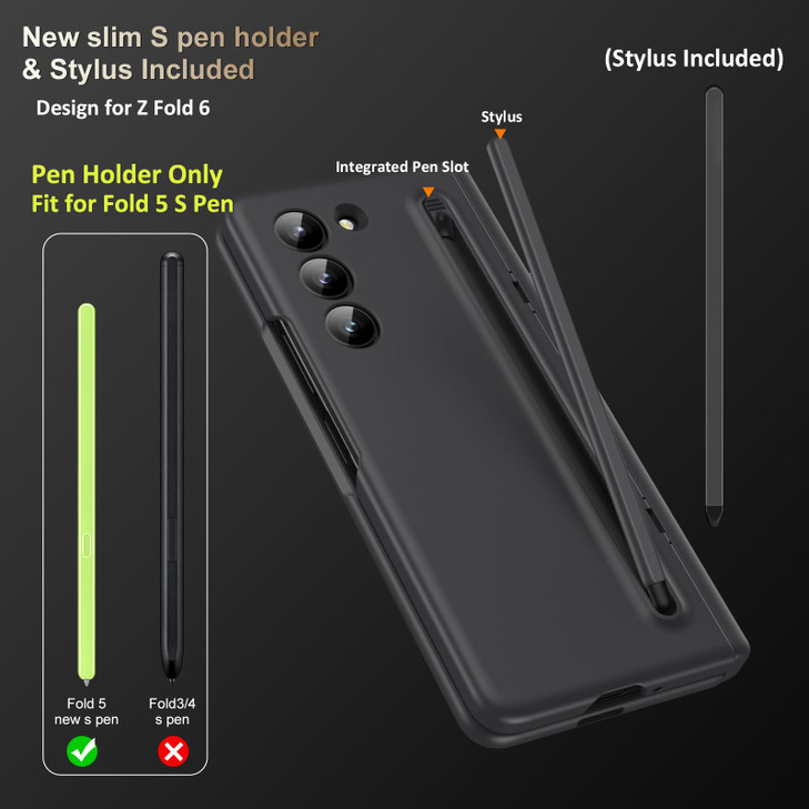 Libeagle for Samsung Galaxy Z Fold 6 Case with New Slim S Pen (2024) Holder & Generic Stylus, Screen Protector, Hinge Protection & Camera Protection,