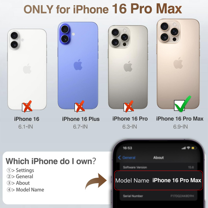 LOHASIC for iPhone 16 Pro Max Case, Vegan Leather Magnetic Back Cover Classic Logo Visible Protective Men Women Case for iPhone 16 Pro Max 6.9" Displ