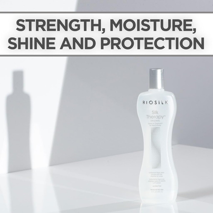 BioSilk Silk Therapy Original Cure, Reconstructing Treatment For Adding Shine & Helping Prevent Split Ends, Sulfate, Paraben, & Cruelty-Free, 12 Oz