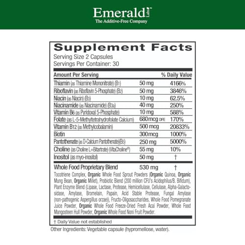EMERALD LABS B-Healthy - Vegan Vitamin B Complex - Includes Methylated Folic Acid & Full Spectrum B Vitamins - Supports Immune, Brain & Heart Health*